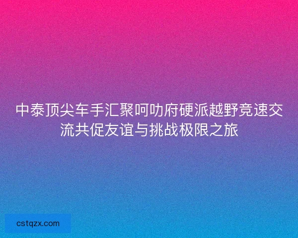 中泰顶尖车手汇聚呵叻府硬派越野竞速交流共促友谊与挑战极限之旅